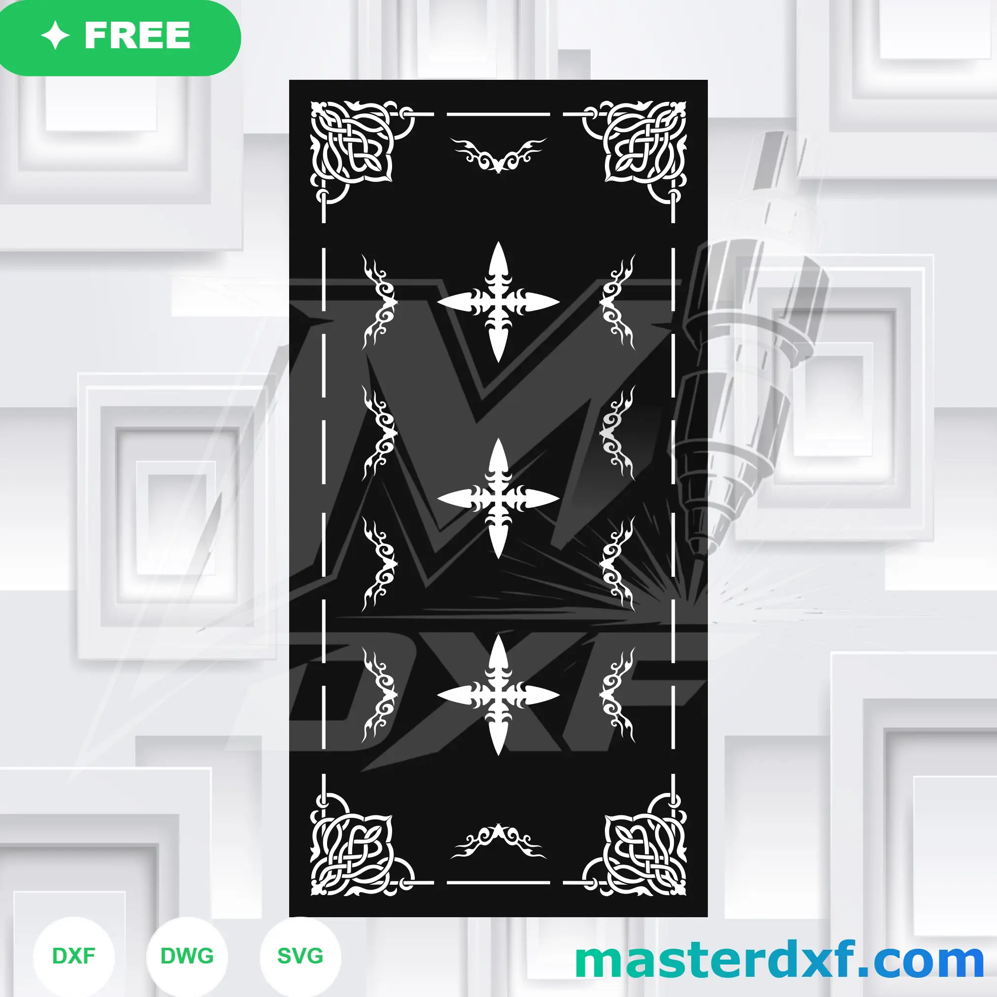 Gothic Medieval Cross Ornate Crest Gate Design DXF File